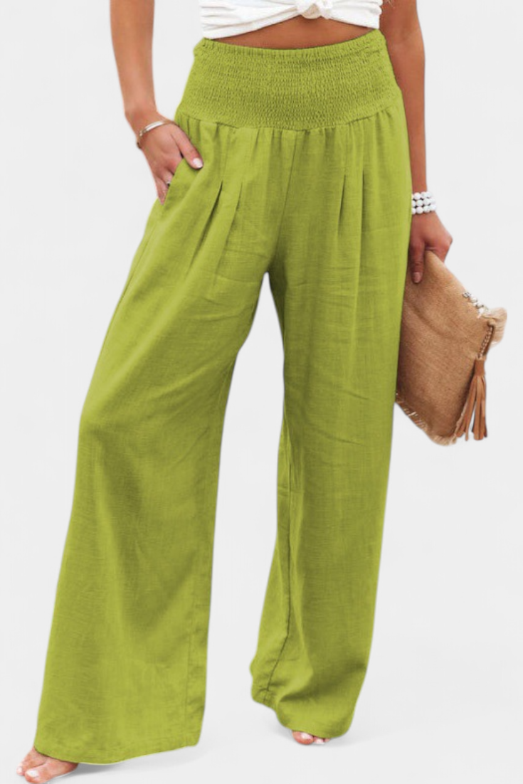 Alexia | Cotton and Linen Pants with Flowing Cut