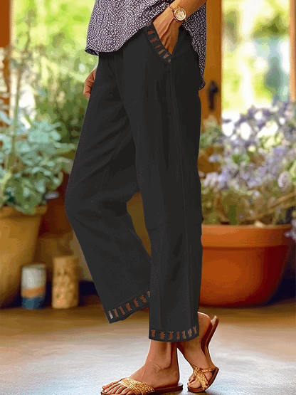 Tracey | Contrast Trim Cropped Pants