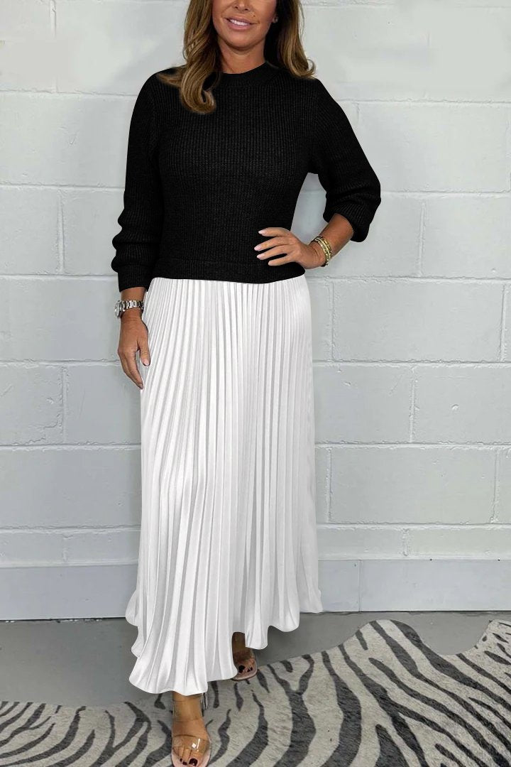 SOPHIA™ | Knit Jumper & Pleated Satin Skirt